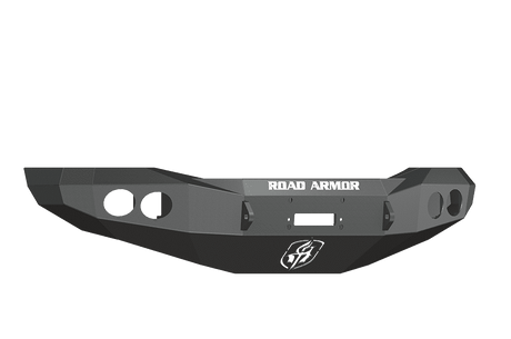 Road Armor 44070B 2006-2008 Dodge Ram 1500 Winch Front Bumper with Base Guard and Round Light Holes - Satin Black-BumperStock