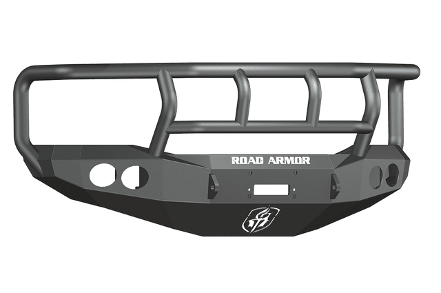 Road Armor 44072B 2006-2008 Dodge Ram 1500 Winch Front Bumper with Titan II Guard and Round Light Holes - Satin Black-BumperStock