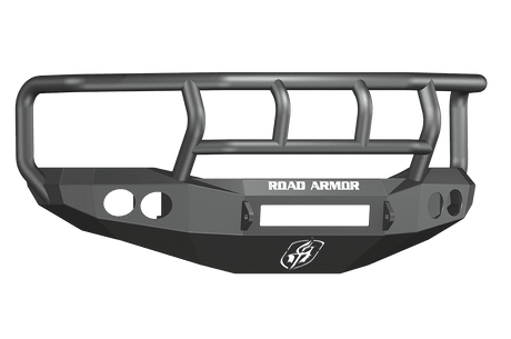 Road Armor 44072B-NW 2006-2008 Dodge Ram 1500 Non-Winch Front Bumper with Titan II Guard and Round Light Holes - Satin Black-BumperStock