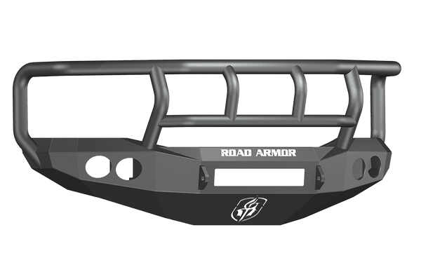Road Armor 44072B-NW 2006-2008 Dodge Ram 1500 Non-Winch Front Bumper with Titan II Guard and Round Light Holes - Satin Black-BumperStock