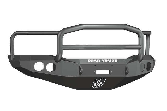 Road Armor 44075B 2006-2008 Dodge Ram 1500 Winch Front Bumper with Lonestar Guard and Round Light Holes - Satin Black-BumperStock