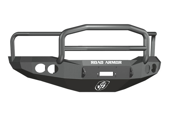 Road Armor 44075B 2006-2008 Dodge Ram 1500 Winch Front Bumper with Lonestar Guard and Round Light Holes - Satin Black-BumperStock