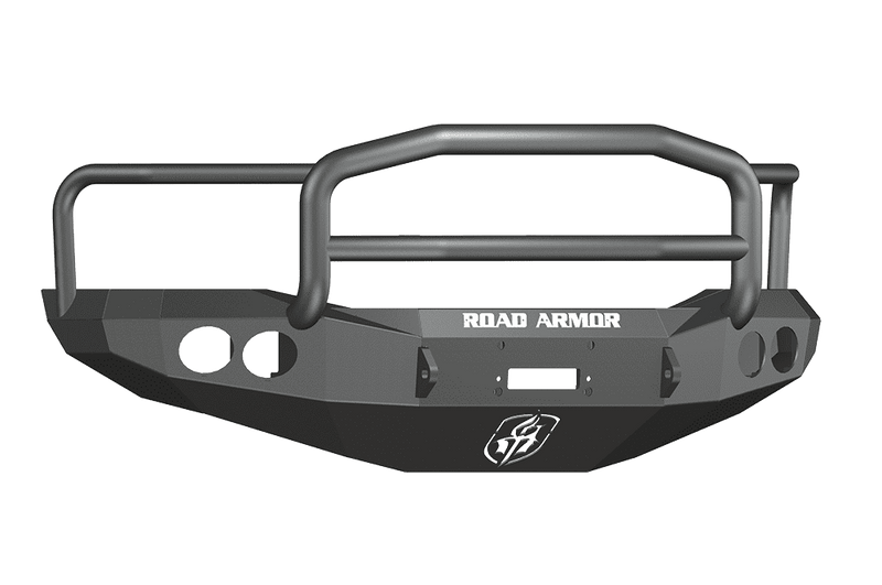 Road Armor 44075B 2006-2008 Dodge Ram 1500 Winch Front Bumper with Lonestar Guard and Round Light Holes - Satin Black-BumperStock