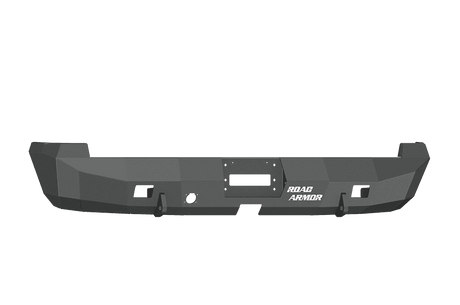 Road Armor 44100B 2003-2009 Dodge Ram 2500/3500/4500/5500 Winch Rear Bumper with Base Guard and Rectangle Light Holes - Satin Black-BumperStock
