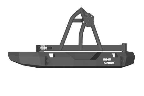 Road Armor 508R0B-TC 2007-2018 Jeep Wrangler JK Non-Winch Rear Bumper with Tire Carrier Guard and Rectangle Light Holes - Satin Black-BumperStock