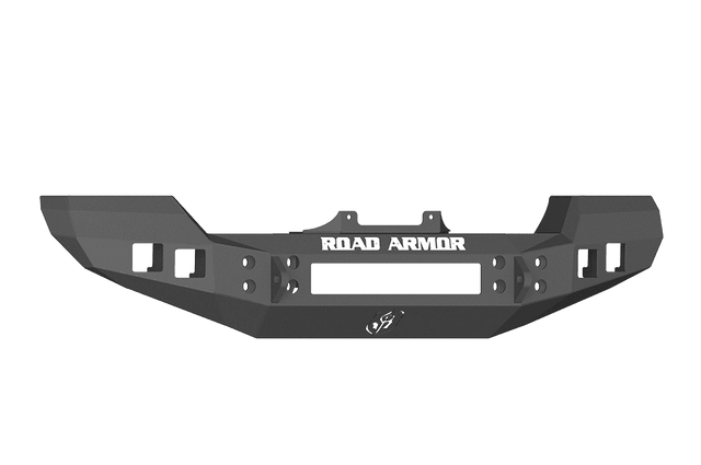 Road Armor 512R0B 2007-2018 Jeep Wrangler JK Winch Front Bumper with Base Guard and Square Light Holes - Satin Black-BumperStock