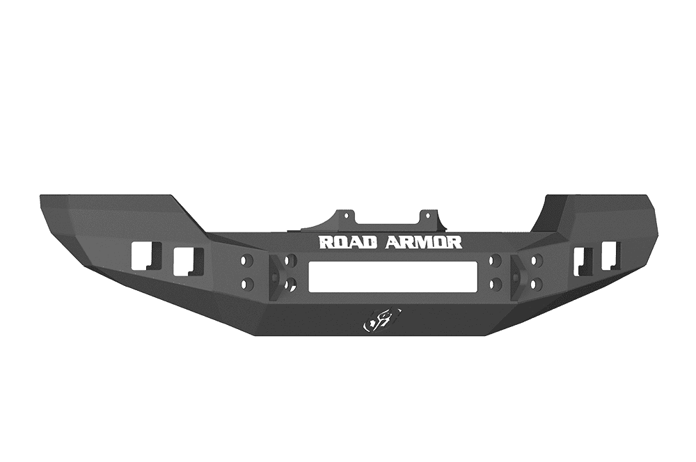 Road Armor 512R0B 2007-2018 Jeep Wrangler JK Winch Front Bumper with Base Guard and Square Light Holes - Satin Black-BumperStock