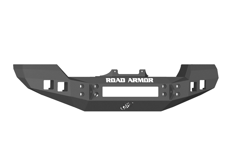 Road Armor 512R0B 2007-2018 Jeep Wrangler JK Winch Front Bumper with Base Guard and Square Light Holes - Satin Black-BumperStock
