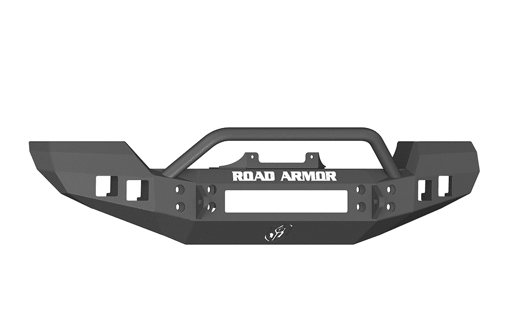 Road Armor 512R4B 2007-2018 Jeep Wrangler JK Winch Front Bumper with Pre-Runner Guard and Square Light Holes - Satin Black-BumperStock