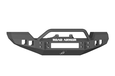 Road Armor 512R4B 2007-2018 Jeep Wrangler JK Winch Front Bumper with Pre-Runner Guard and Square Light Holes - Satin Black-BumperStock