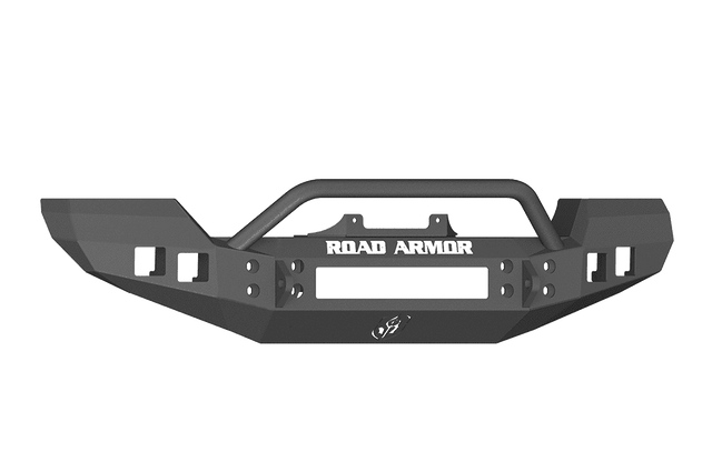 Road Armor 512R4B 2007-2018 Jeep Wrangler JK Winch Front Bumper with Pre-Runner Guard and Square Light Holes - Satin Black-BumperStock