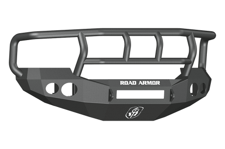 Road Armor 60502B-NW 2005-2007 Ford F250/F350/F450 / Excursion Non-Winch Front Bumper with Titan II Guard and Round Light Holes - Satin Black-BumperStock