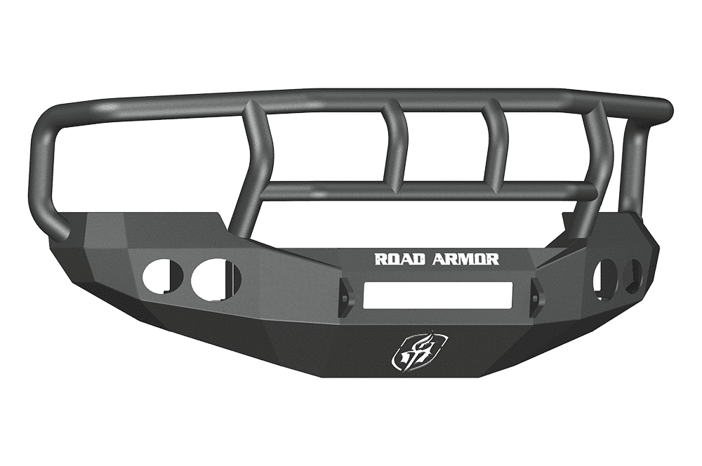 Road Armor 60502B-NW 2005-2007 Ford F250/F350/F450 / Excursion Non-Winch Front Bumper with Titan II Guard and Round Light Holes - Satin Black-BumperStock