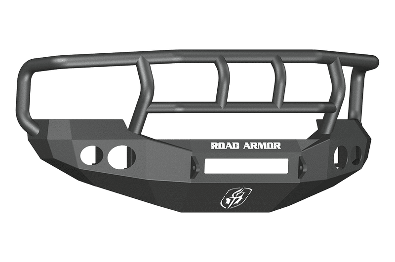 Road Armor 60502B-NW 2005-2007 Ford F250/F350/F450 / Excursion Non-Winch Front Bumper with Titan II Guard and Round Light Holes - Satin Black-BumperStock