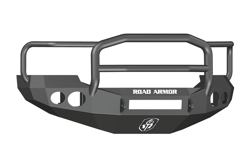 Road Armor 60505B-NW 2005-2007 Ford F250/F350/F450 / Excursion Non-Winch Front Bumper with Lonestar Guard and Round Light Holes - Satin Black-BumperStock