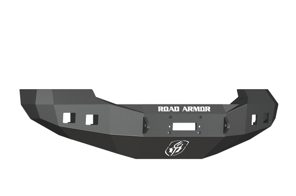 Road Armor 605R0B 2005-2007 Ford F250/F350/F450 / Excursion Winch Front Bumper with Base Guard and Square Light Holes - Satin Black-BumperStock