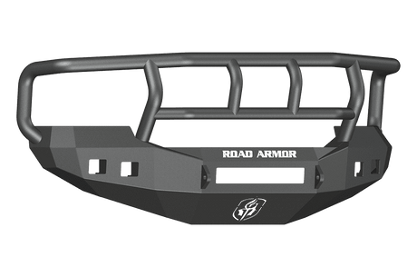 Road Armor 605R2B-NW 2005-2007 Ford F250/F350/F450 / Excursion Non-Winch Front Bumper with Titan II Guard and Square Light Holes - Satin Black-BumperStock