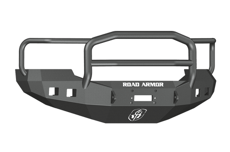Road Armor 605R5B 2005-2007 Ford F250/F350/F450 / Excursion Winch Front Bumper with Lonestar Guard and Square Light Holes - Satin Black-BumperStock