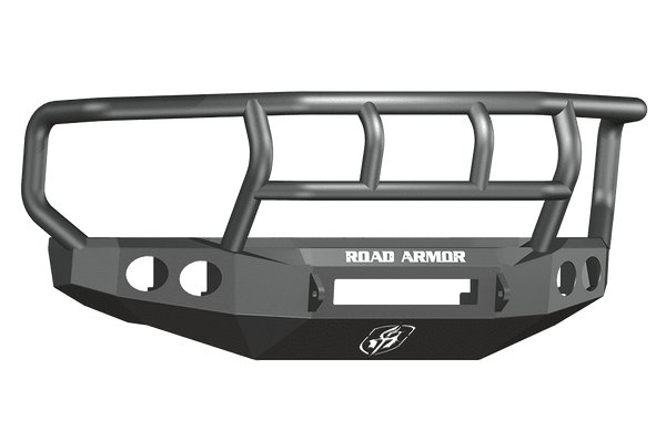 Road Armor 60802B-NW 2008-2010 Ford F250/F350/F450 Non-Winch Front Bumper with Titan II Guard and Round Light Holes - Satin Black-BumperStock
