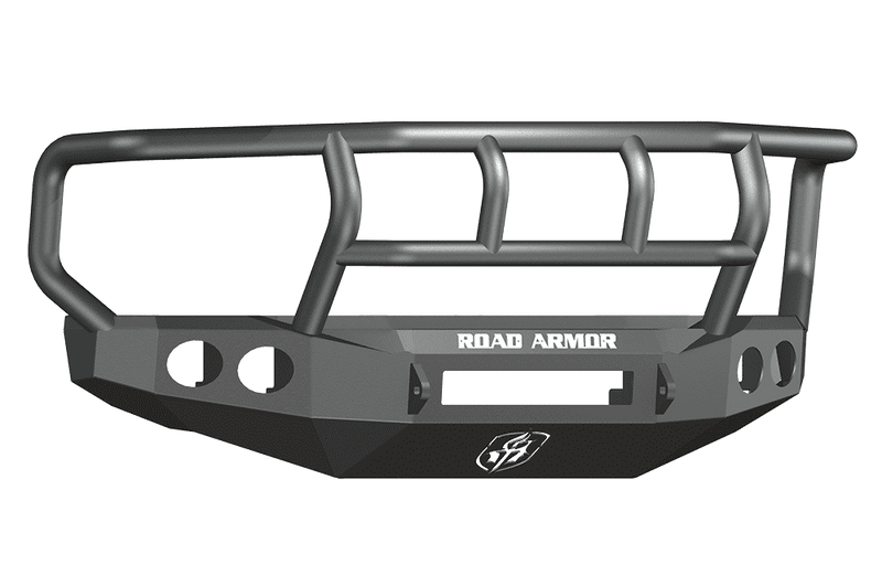 Road Armor 60802B-NW 2008-2010 Ford F250/F350/F450 Non-Winch Front Bumper with Titan II Guard and Round Light Holes - Satin Black-BumperStock