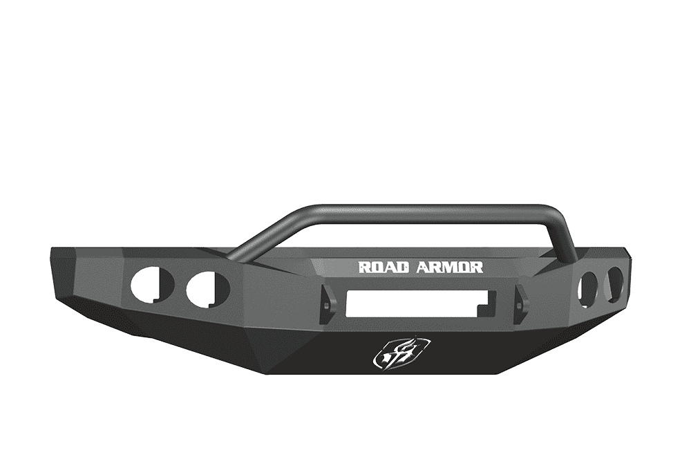 Road Armor 60804B-NW 2008-2010 Ford F250/F350/F450 Non-Winch Front Bumper with Pre-Runner Guard and Round Light Holes - Satin Black-BumperStock