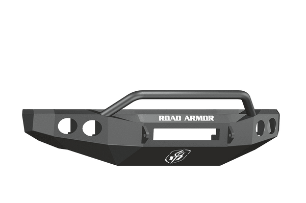 Road Armor 60804B-NW 2008-2010 Ford F250/F350/F450 Non-Winch Front Bumper with Pre-Runner Guard and Round Light Holes - Satin Black-BumperStock