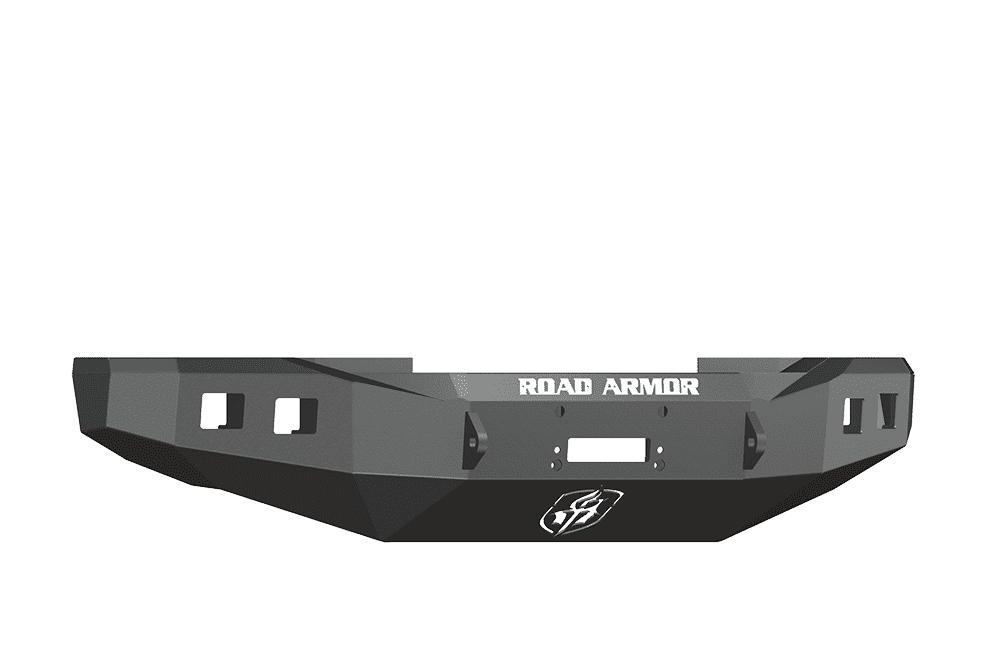 Road Armor 608R0B 2008-2010 Ford F250/F350/F450 Winch Front Bumper with Base Guard and Square Light Holes - Satin Black-BumperStock