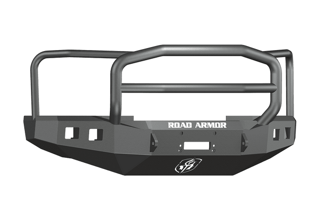 Road Armor 608R5B 2008-2010 Ford F250/F350/F450 Winch Front Bumper with Lonestar Guard and Square Light Holes - Satin Black-BumperStock
