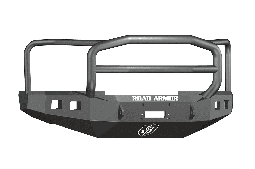 Road Armor 608R5B 2008-2010 Ford F250/F350/F450 Winch Front Bumper with Lonestar Guard and Square Light Holes - Satin Black-BumperStock