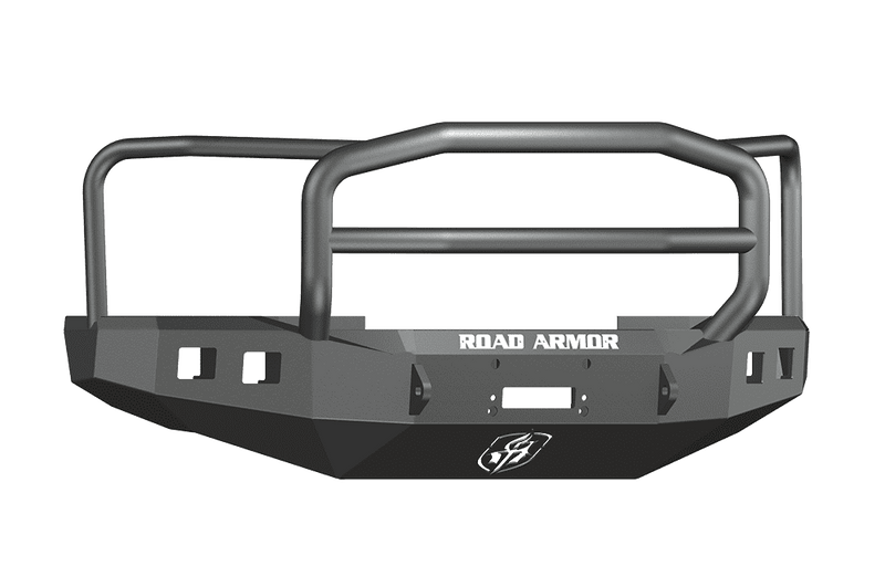 Road Armor 608R5B 2008-2010 Ford F250/F350/F450 Winch Front Bumper with Lonestar Guard and Square Light Holes - Satin Black-BumperStock