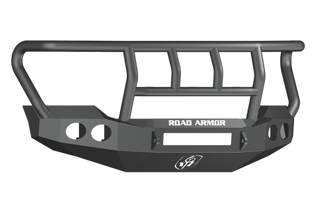 Road Armor 61102B-NW 2011-2016 Ford F250/F350/F450 Non-Winch Front Bumper with Titan II Guard and Round Light Holes - Satin Black-BumperStock