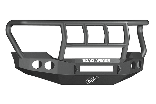 Road Armor 61102B-NW 2011-2016 Ford F250/F350/F450 Non-Winch Front Bumper with Titan II Guard and Round Light Holes - Satin Black-BumperStock