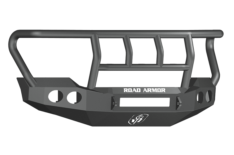 Road Armor 61102B-NW 2011-2016 Ford F250/F350/F450 Non-Winch Front Bumper with Titan II Guard and Round Light Holes - Satin Black-BumperStock