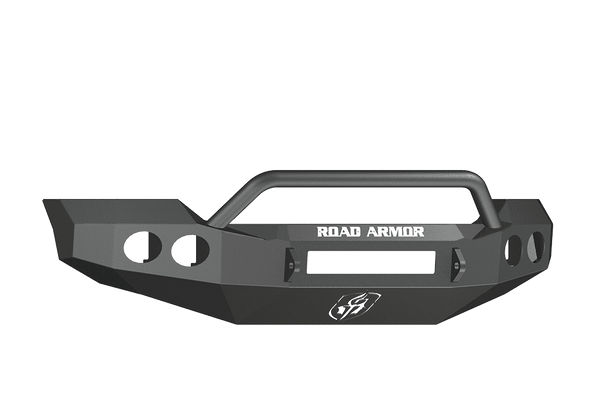 Road Armor 61104B-NW 2011-2016 Ford F250/F350/F450 Non-Winch Front Bumper with Pre-Runner Guard and Round Light Holes - Satin Black-BumperStock