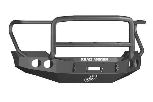 Road Armor 61105B 2011-2016 Ford F250/F350/F450 Winch Front Bumper with Lonestar Guard and Round Light Holes - Satin Black-BumperStock