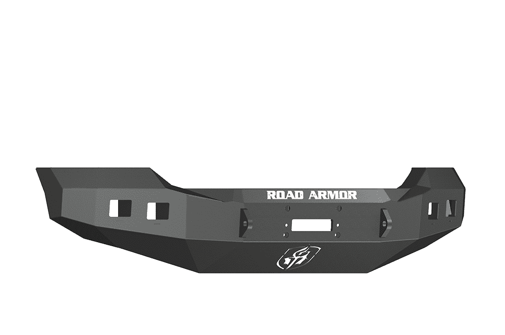 Road Armor 611R0B 2011-2016 Ford F250/F350/F450 Winch Front Bumper with Base Guard and Square Light Holes - Satin Black-BumperStock