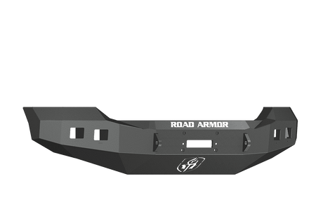 Road Armor 611R0B 2011-2016 Ford F250/F350/F450 Winch Front Bumper with Base Guard and Square Light Holes - Satin Black-BumperStock