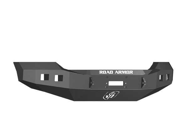 Road Armor 611R0B 2011-2016 Ford F250/F350/F450 Winch Front Bumper with Base Guard and Square Light Holes - Satin Black-BumperStock