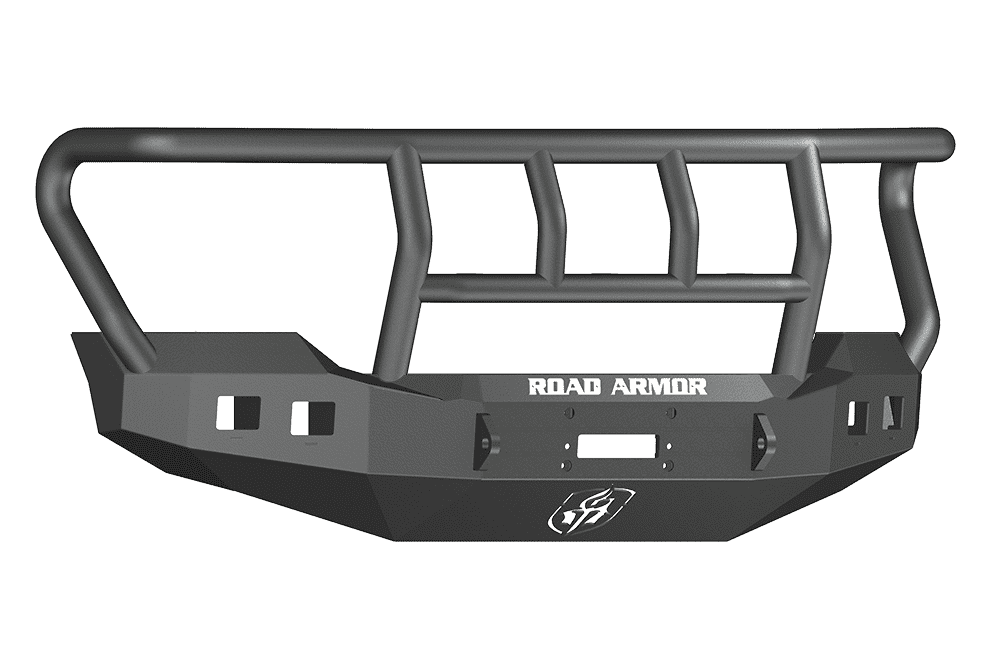 Road Armor 611R2B 2011-2016 Ford F250/F350/F450 Winch Front Bumper with Titan II Guard and Square Light Holes - Satin Black-BumperStock