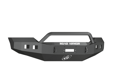Road Armor 611R4B 2011-2016 Ford F250/F350/F450 Winch Front Bumper with Pre-Runner Guard and Square Light Holes - Satin Black-BumperStock
