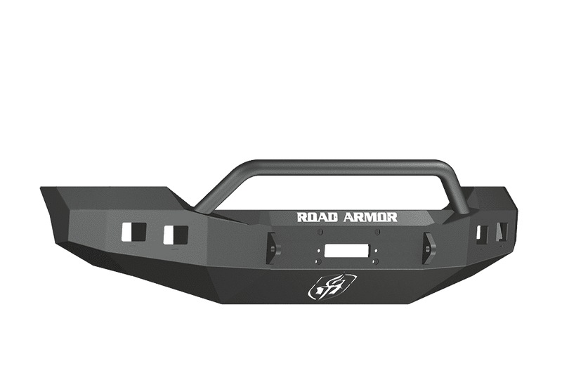 Road Armor 611R4B 2011-2016 Ford F250/F350/F450 Winch Front Bumper with Pre-Runner Guard and Square Light Holes - Satin Black-BumperStock