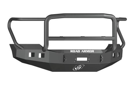 Road Armor 611R5B 2011-2016 Ford F250/F350/F450 Winch Front Bumper with Lonestar Guard and Square Light Holes - Satin Black-BumperStock