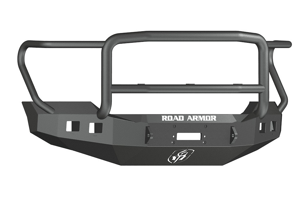 Road Armor 611R5B 2011-2016 Ford F250/F350/F450 Winch Front Bumper with Lonestar Guard and Square Light Holes - Satin Black-BumperStock