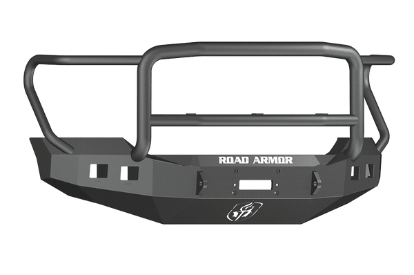 Road Armor 611R5B 2011-2016 Ford F250/F350/F450 Winch Front Bumper with Lonestar Guard and Square Light Holes - Satin Black-BumperStock