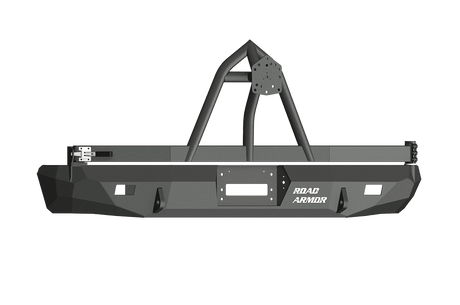 Road Armor 61208B 1999-2007 Ford Excursion Winch Rear Bumper with Tire Carrier Guard and Rectangle Light Holes - Satin Black-BumperStock