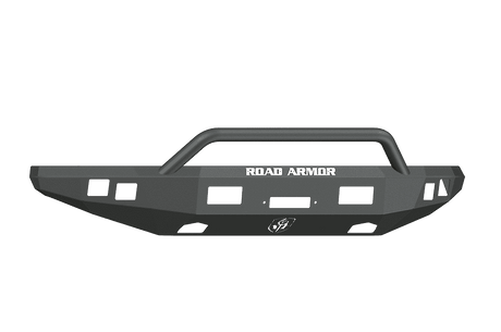 Road Armor 614R4B 2010-2014 Ford F150 Raptor Winch Front Bumper with Pre-Runner Guard and Square Light Holes - Satin Black-BumperStock