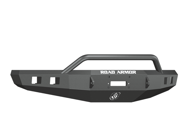 Road Armor 615R4B 2015-2017 Ford F150 Winch Front Bumper with Pre-Runner Guard and Square Light Holes - Satin Black-BumperStock