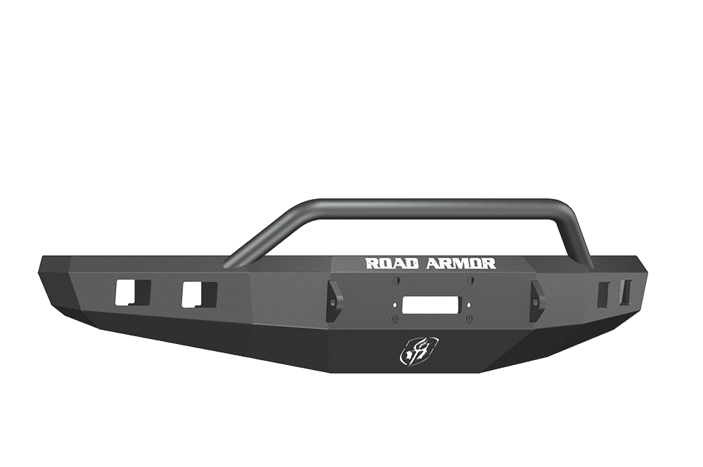 Road Armor 615R4B 2015-2017 Ford F150 Winch Front Bumper with Pre-Runner Guard and Square Light Holes - Satin Black-BumperStock