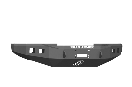 Road Armor 61740B 2017-2021 Ford F450/F550 Winch Front Bumper with Base Guard and Square Light Holes - Satin Black-BumperStock