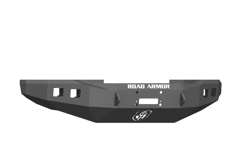 Road Armor 61740B 2017-2021 Ford F450/F550 Winch Front Bumper with Base Guard and Square Light Holes - Satin Black-BumperStock